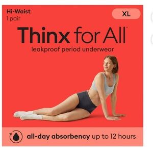 Thinx for All"' Women's Everyday Comfort Hi-Waist Period Underwear Black Sz XL